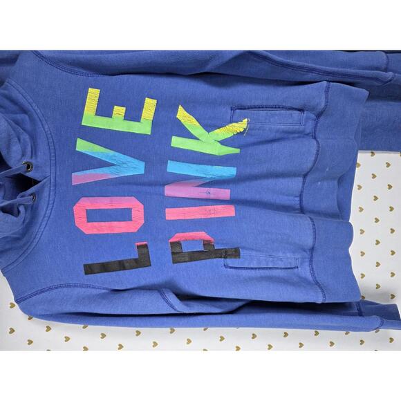 Victorias Secret Pink 86 LOVE Small RAINBOW VINTAGE y2k Hoodie Sweats SET - Picture 2 of 11